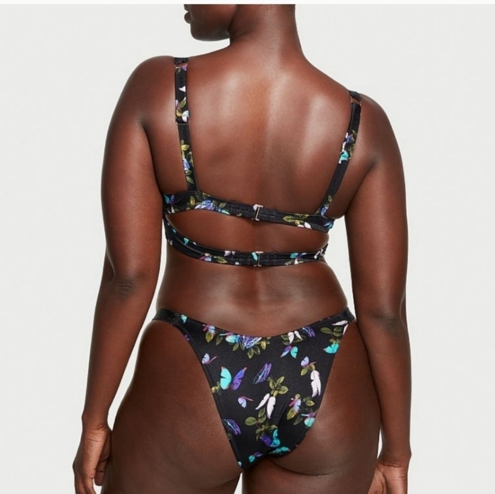 NWT VICTORIA'S SECRET ELECTRIC BUTTERFLIES SHINE STRAP WICKED BIKINI TOP SZ 38DD - Picture 2 of 11